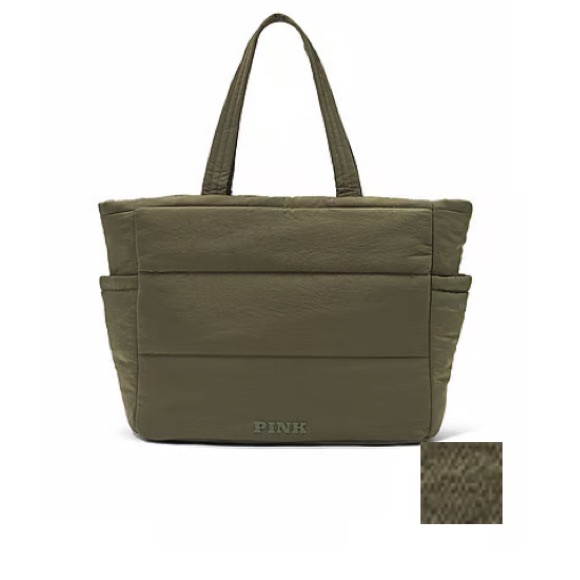 PINK Victoria's Secret Handbags - Quilted Puffer Tote Bag | PINK. In color OLIVE. NWT